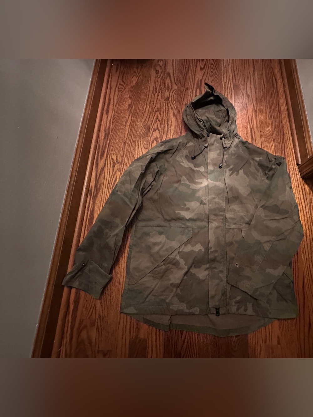 J crew Men's Hooded Camo Jacket - Olive Green